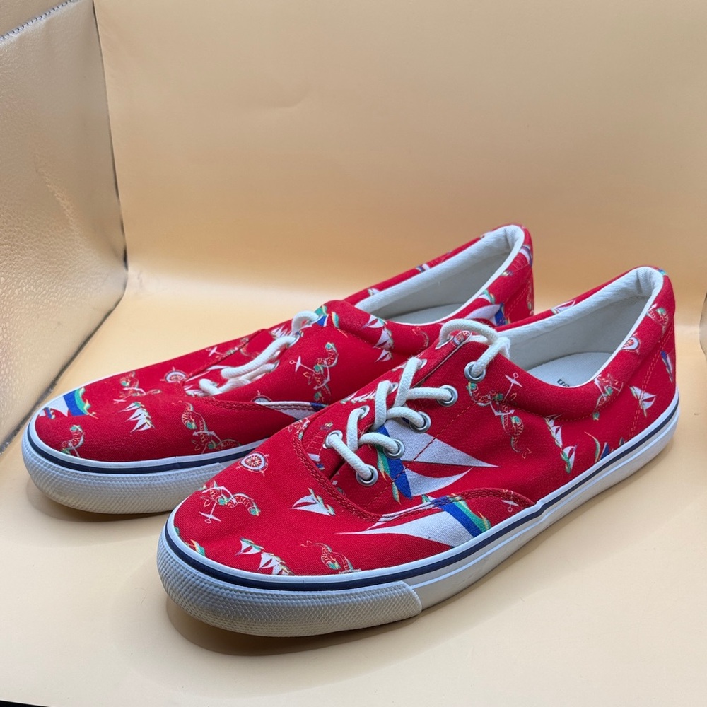 NWT POLO Ralph Lauren Harpoon Cotton Red Lace Up Sneakers 11D